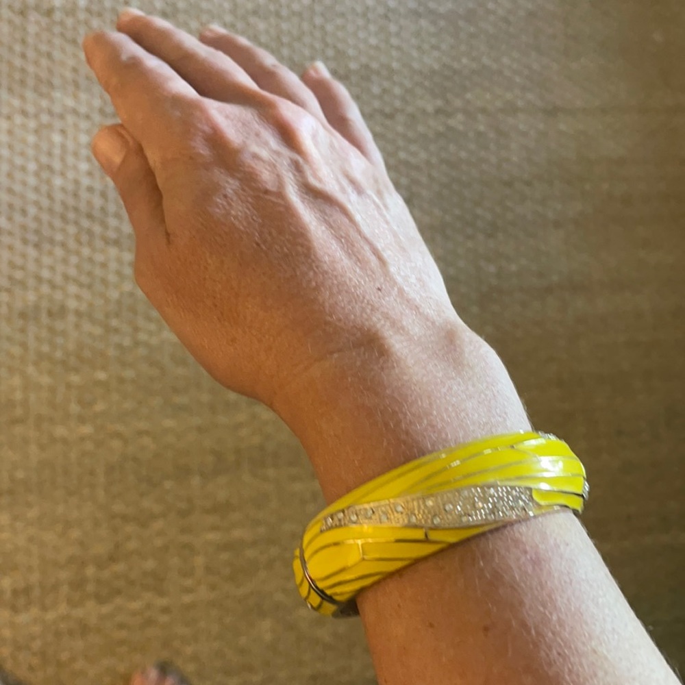 Yellow, gold and rhinestone bracelet